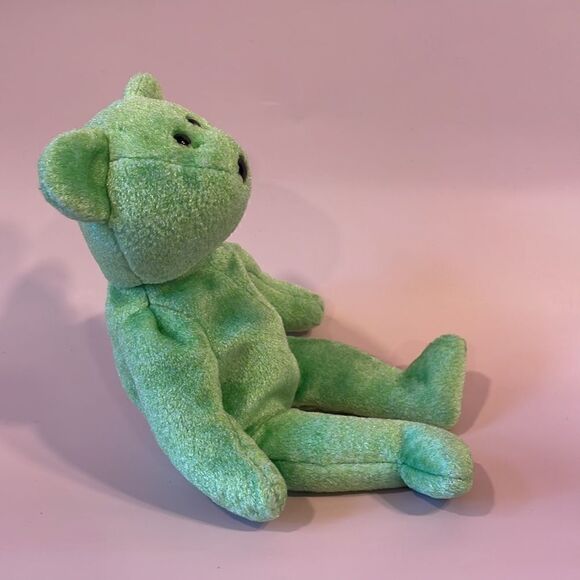 1999 Ty Beanie Baby Kicks the Green Soccer Bear Excellent Used Condition 9” long - Picture 2 of 8